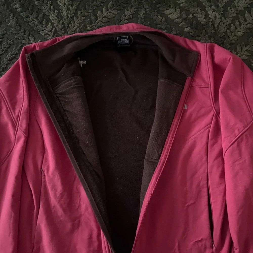 The North Face Apex Softshell Jacket Womens Large Pink Full Zip Fleece Lined - Picture 3 of 4